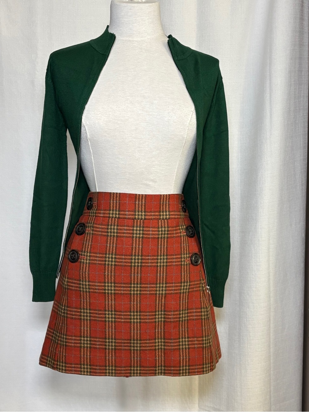 GAP  Wool Blend Rusty Red Plaid Mini Skirt